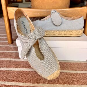 Bernardo Gray Striped Espadrille Flats